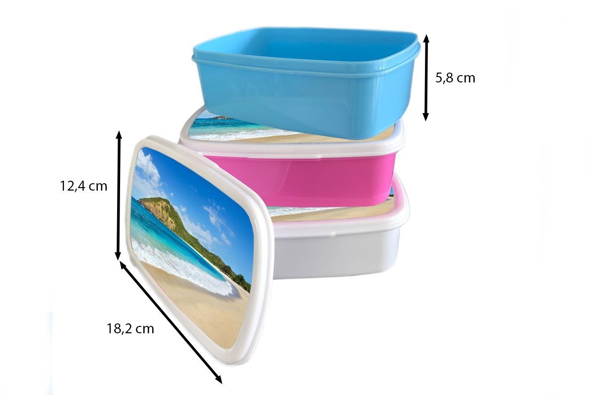 MuchoWow Lunchbox Meer - weiß Mädchen Brotbox Kinder Pflanzen, Tropen Strand Kunststoff, und und für Brotdose, - - für (2-tlg), Jungs Erwachsene
