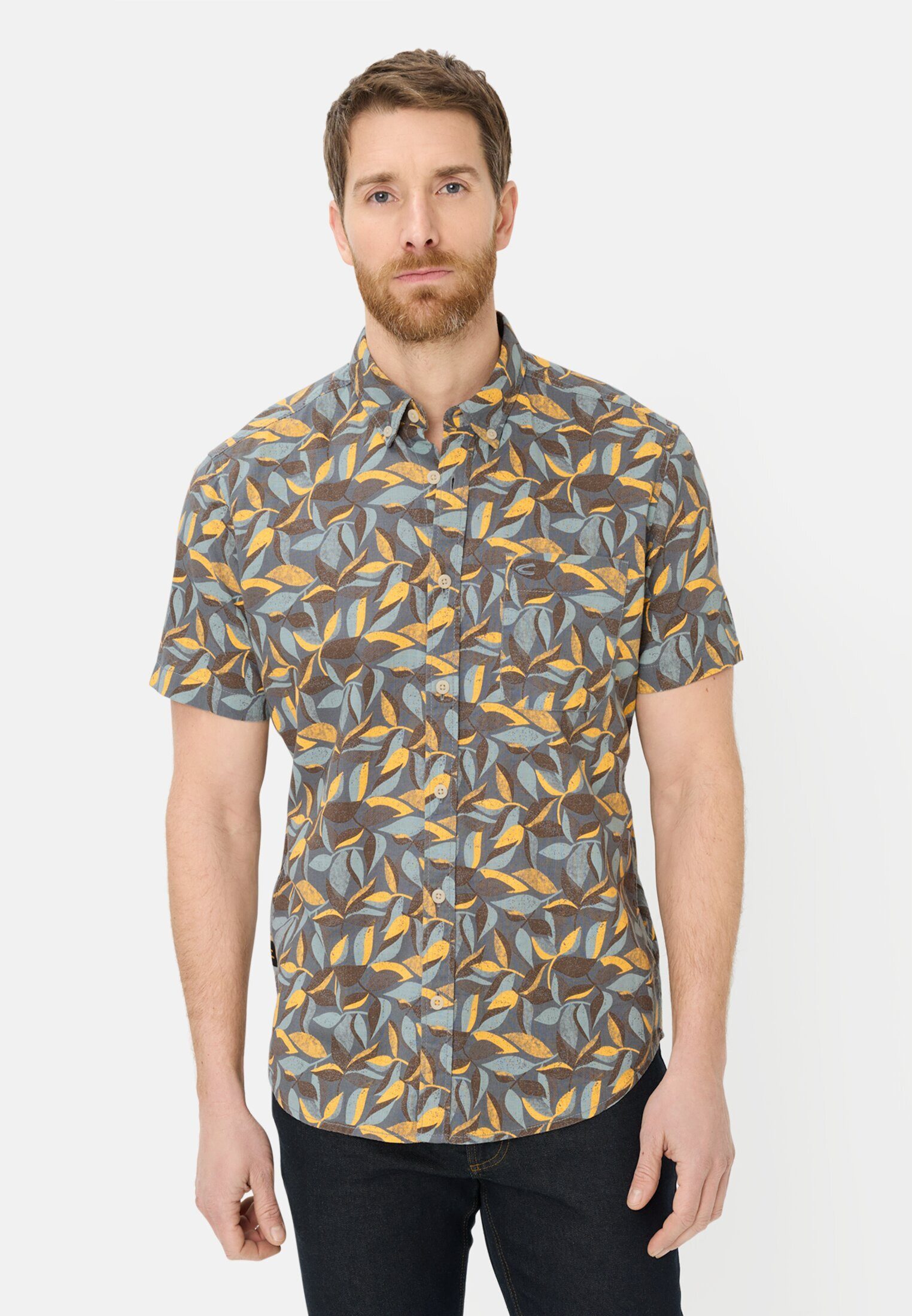 camel active Kurzarmhemd Kurzarmhemd aus reiner Baumwolle Kurzarm