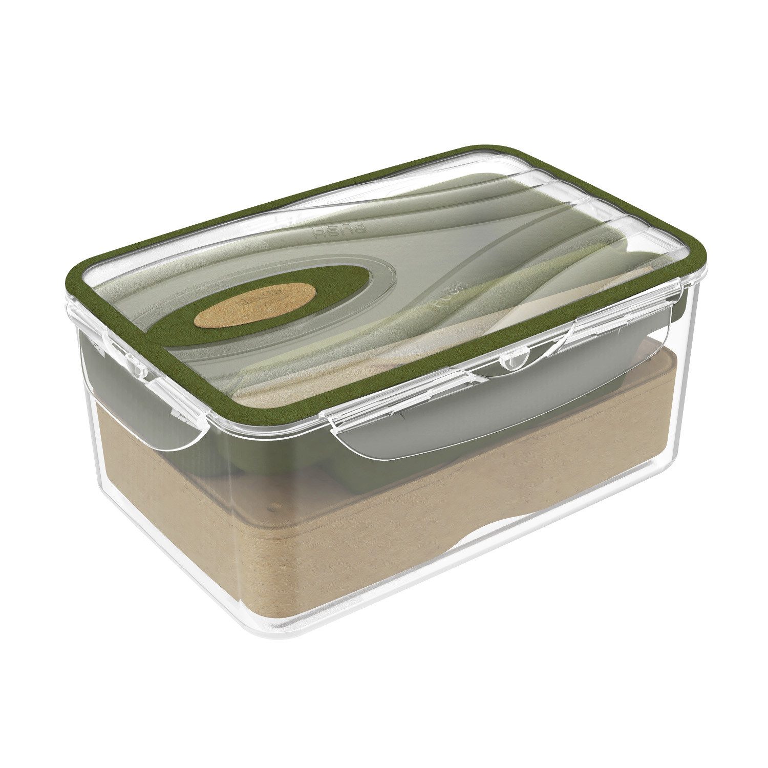 meberg Lunchbox Bentobox auslaufsicher Mikrowellen geeignet, Kunststoff, (Kann in der Mikrowelle verwendet werden, Dampfventil), 2 Liter mit zwei Innenfächern Sossenbehälter und Besteck