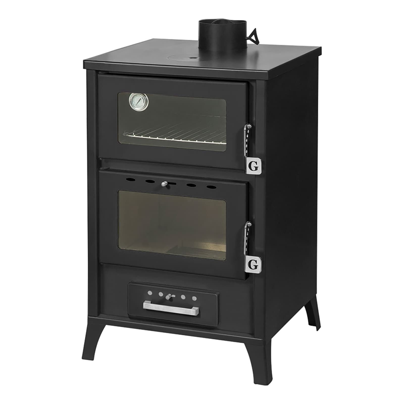 Gekas Kaminofen Holzofen mit Pizzafach / Backfach mit 22 kW, bis zu 200m² Wohnfläche, 22 kW, Holzöfen, Kaminöfen, (große Räume, MG500), Stahl