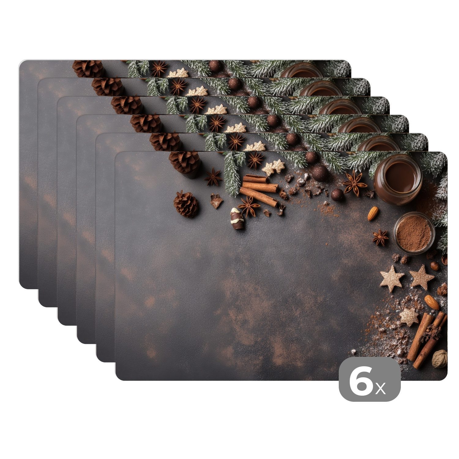 MuchoWow Platzset Zimt - Weihnachten - Braun - Bronze, (6-St), Platzsets, T günstig online kaufen