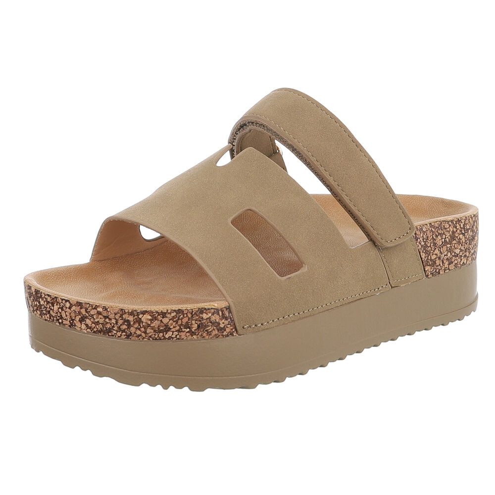 Ital-Design Bequemer Damen-Sandale mit Hochsohle für Freizeit Plateausandaletten (90033069) Keilabsatz/Wedge Keilsandaletten in Hellbraun
