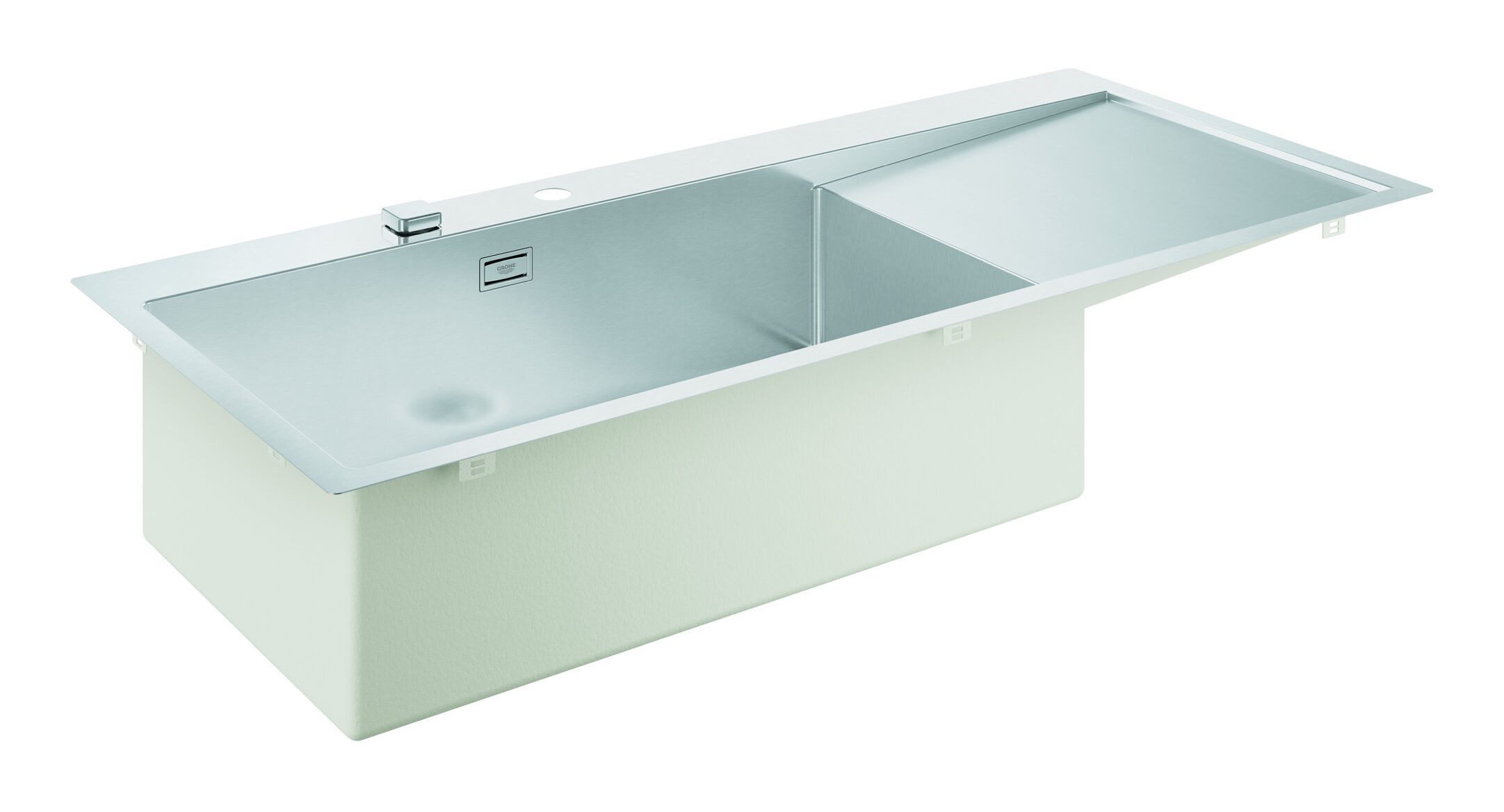 Grohe Küchenspüle K1000, 116/52 cm, Edelstahl Einbauspüle m. Abtropffläche Becken rechts 1160 x 520 mm