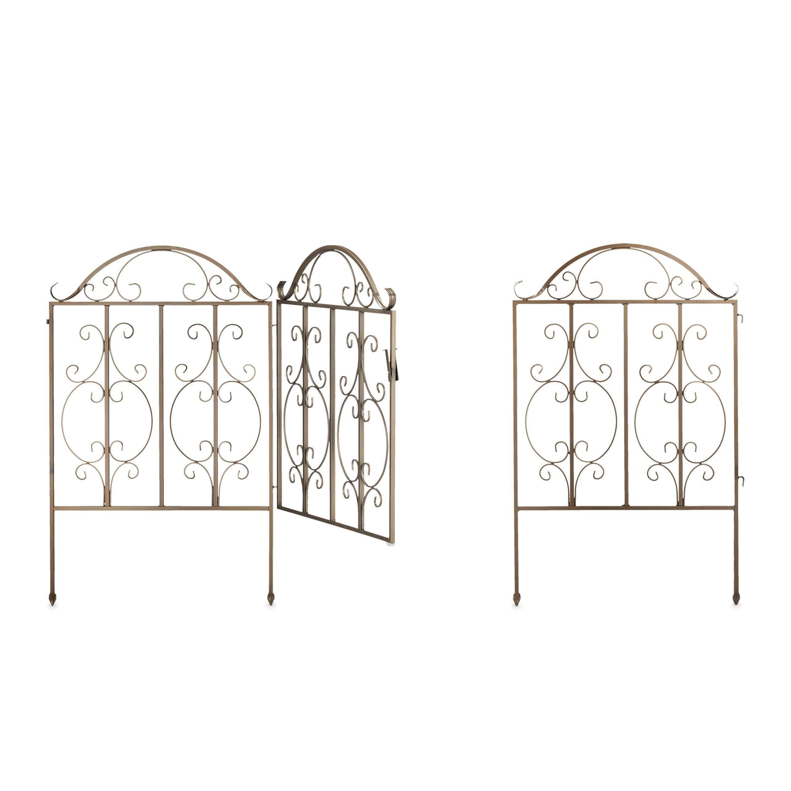 relaxdays Zauneinzeltür 3-teiliges Gartentor bronze günstig online kaufen