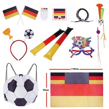 GalaxyCat Kostüm Fußball EM 2024 Deutschland Fan Set für Kinder, 11-teilig, Fanpaket, Fan Paket Deutschland