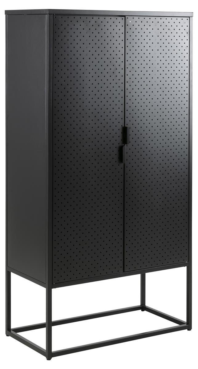 möbelando Aktenschrank New Haven Moderner Schrank aus Stahl in Schwarz mit  2 Türen und 2 Einlegeböden. Breite 80 cm, Höhe 150 cm, Tiefe 40 cm