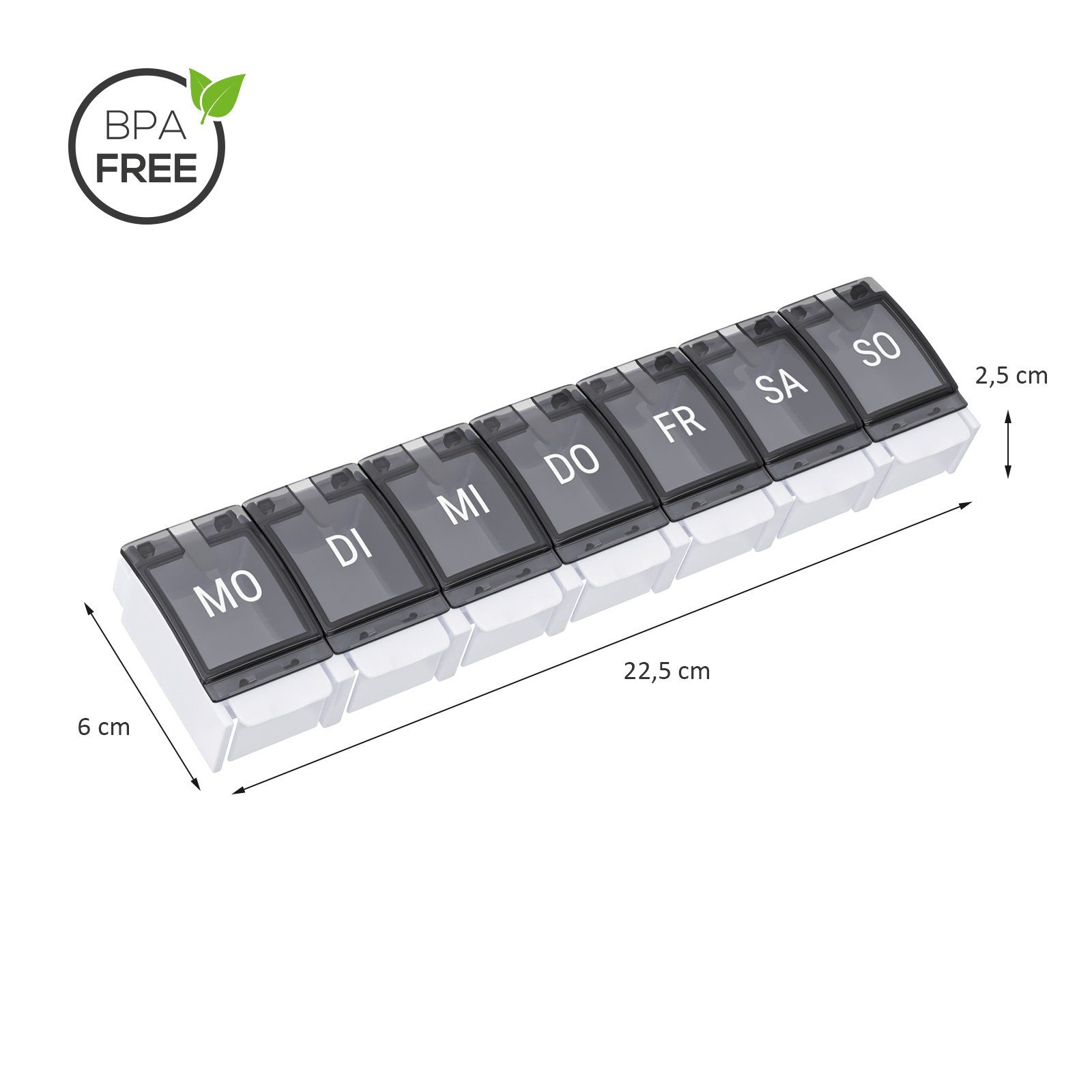 Wellgro Pillendose Tablettenbox 7 Tage mit Druckverschluss