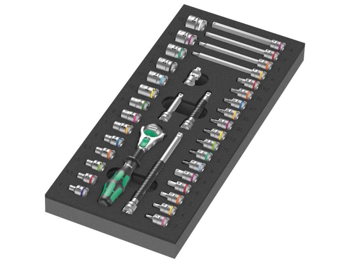 Wera Werkzeugeinsatz Einlage 9720 (Set), 37-teilig, inkl. Zyklop Knarre 1/4" Set 1