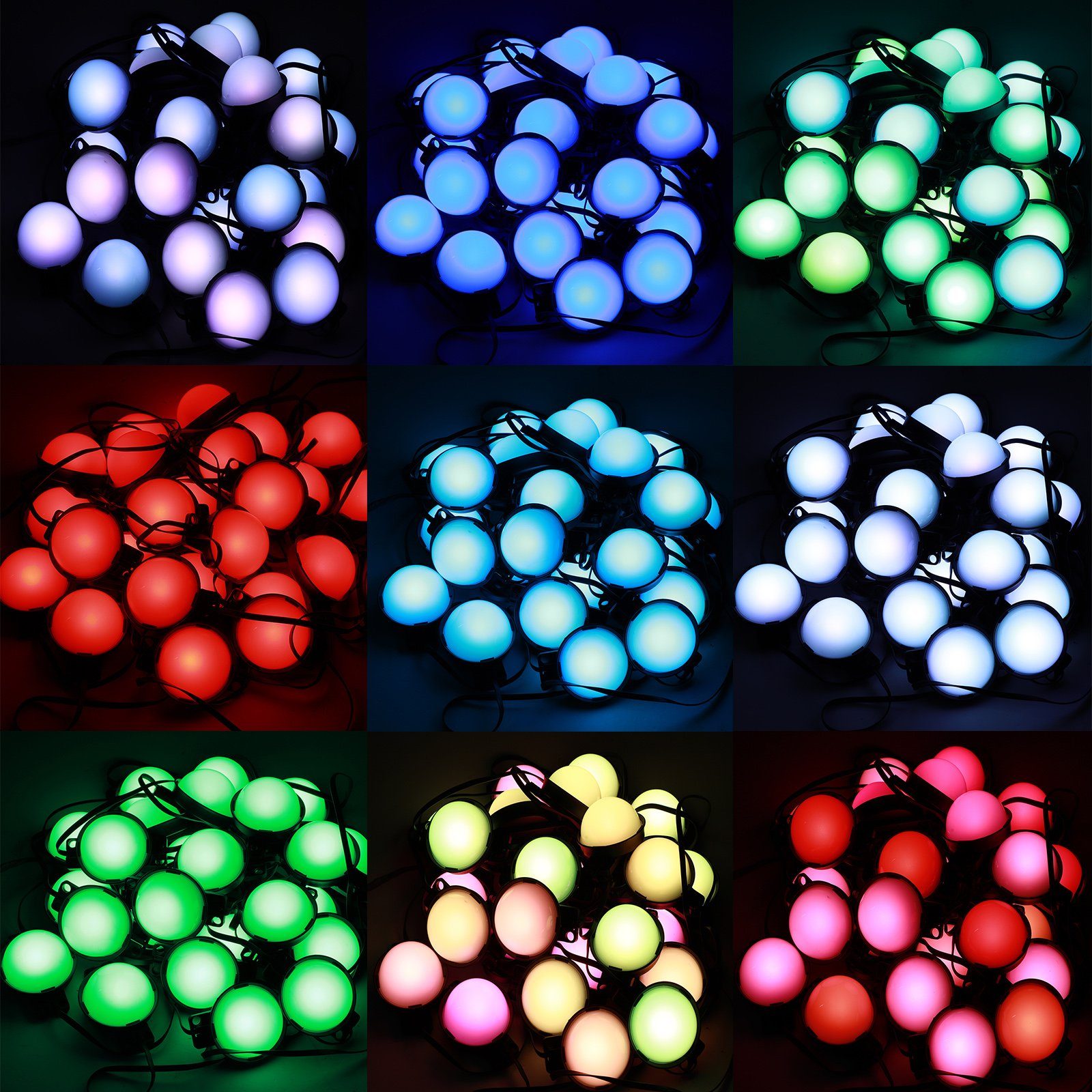 APP/Fernbedienung; Rosnek Weihnachten 25LEDS, LED-Lichterkette Hinterhof, 10M, Party Terrasse für Deko Garten RGB, Smart, Wasserdicht,