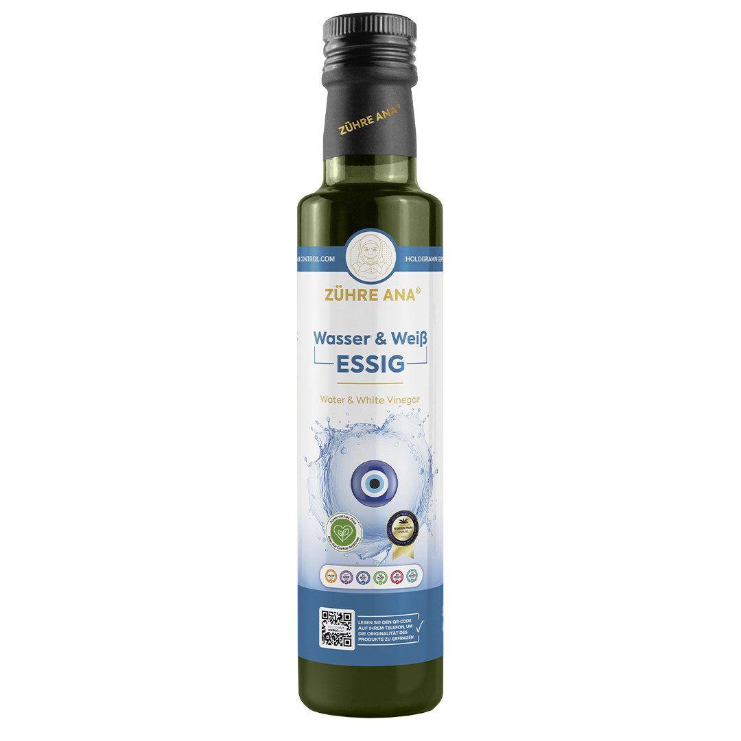 Zühre Ana® Wasser und weißer Essig - Wirksam gegen Kalk, Rost und Flecken. Essig, 500 ml, Geeignet für die Haut- und Haarpflege.