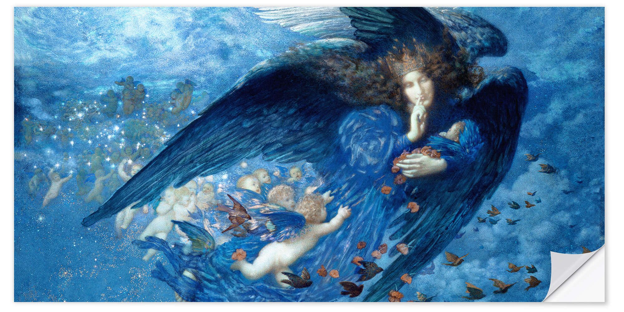 Posterlounge Wandfolie Edward Robert Hughes, Nacht mit ihrem Zug der Sterne, Schlafzimmer Malerei