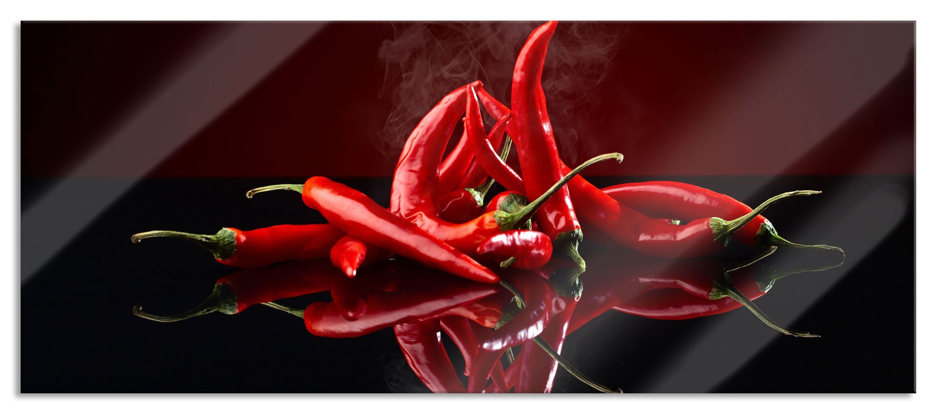 Glasbild Feurige rote Chili Schoten