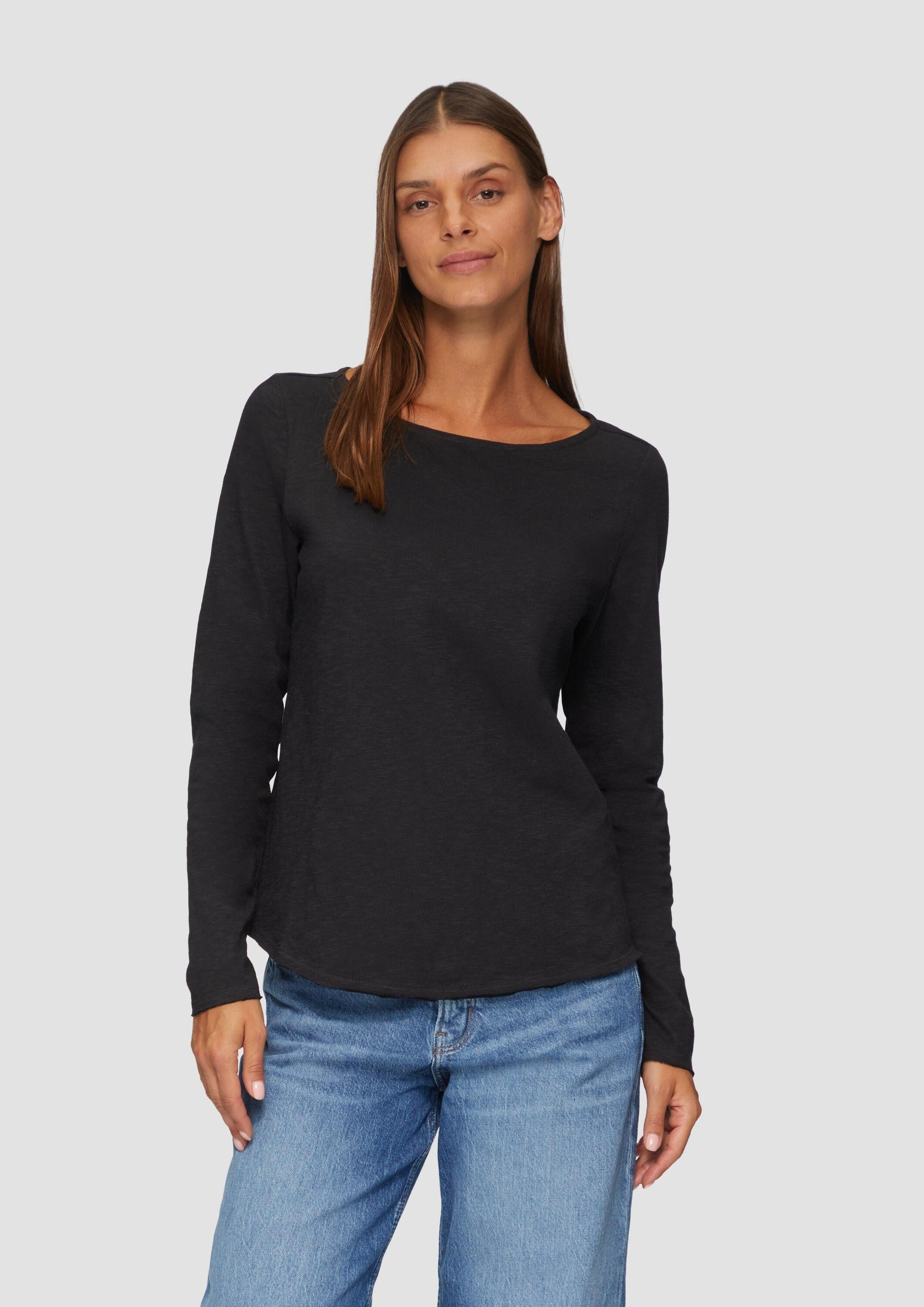 s.Oliver Langarmshirt T-Shirt Longsleeve mit Flammgarnstruktur und U-Boot-Ausschnitt