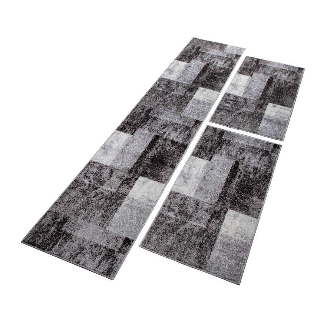 oKu-Tex Bettumrandung PHOENIX, Bettvorleger-Set, 3-tlg. Schlafzimmer, Höhe 11 mm, (Set, 3-tlg. 1 x 67 x 340 cm + 2 x 67 x 140 cm), Bettumrandung 3 teilig., weicher Kurzflor, modernes Design, meliert