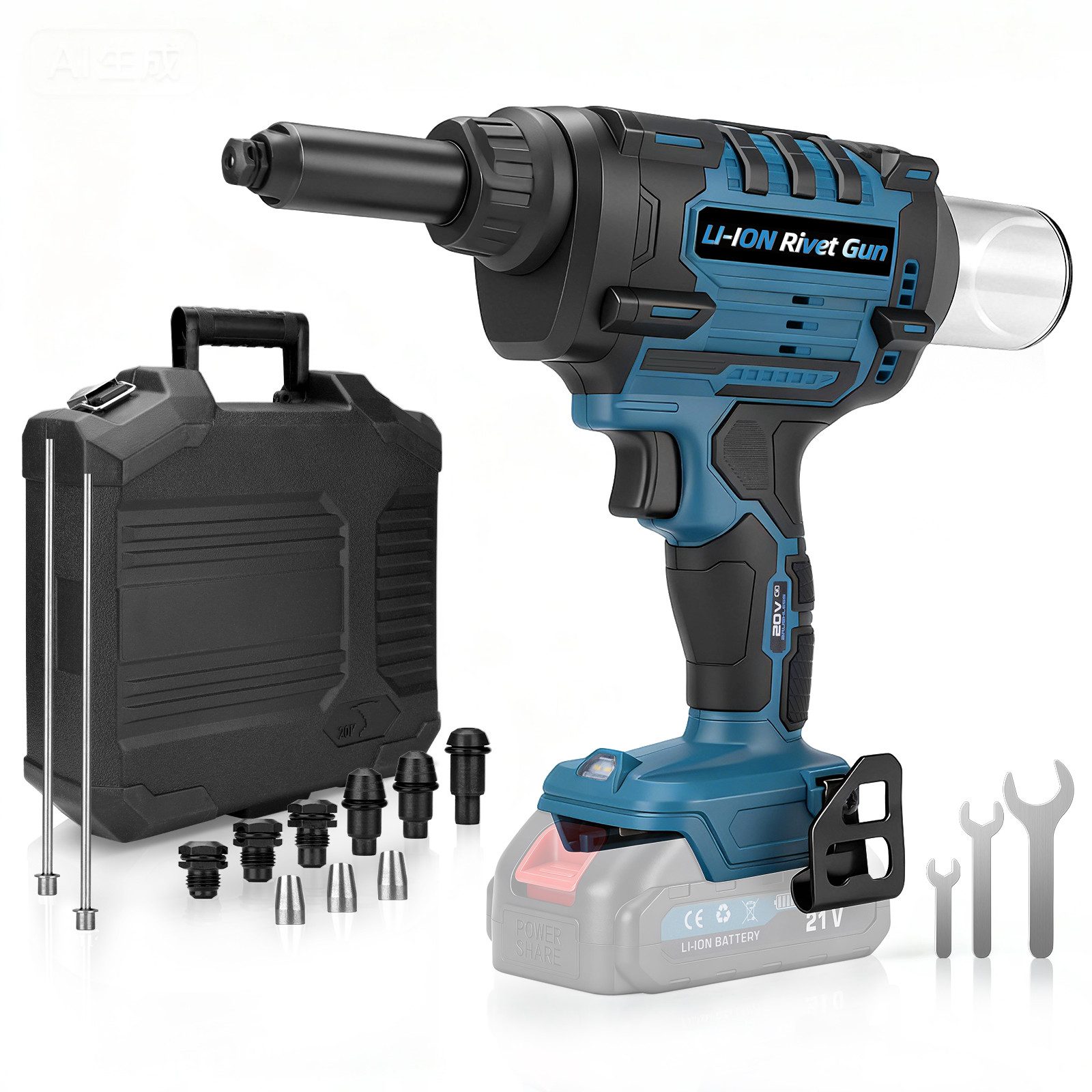 XERSEK Blindnietzange Akku Nietzange Popnietenzange Kompatibel Makita Akku, Blindnietzange, Für Alu-Nieten 2,4-6,0mm, inkl.4 Spannzangen, Koffer, 3 Ersatzbacken, Setzkraft: 10kN, Werkstatt/Höhenarbeiten/DIY-Projekte usw.