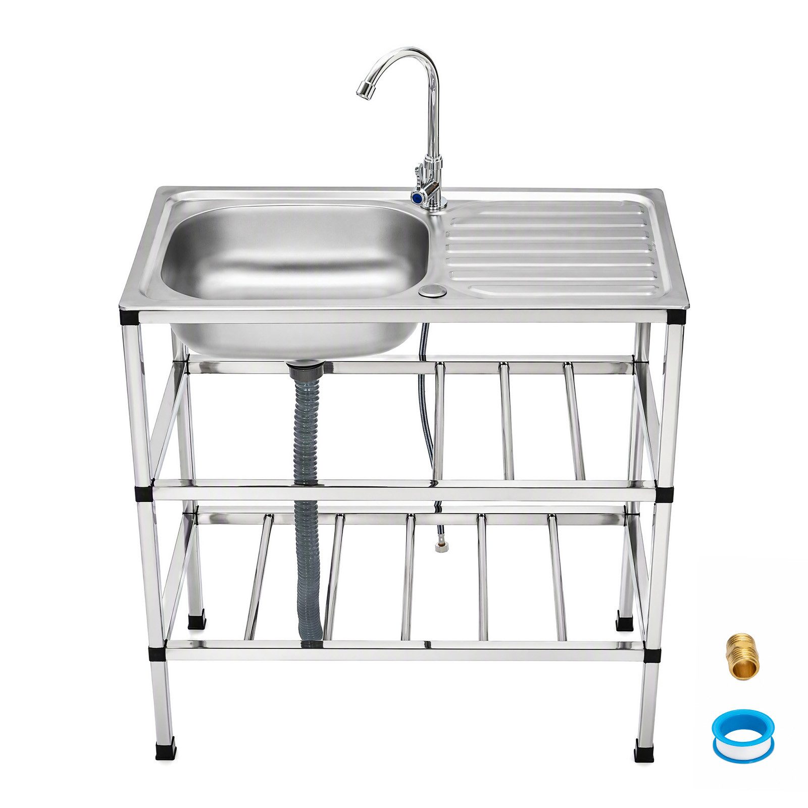 Youyijia Edelstahlspüle Edelstahl Spültisch mit Wasserhahn und Abtropffläche