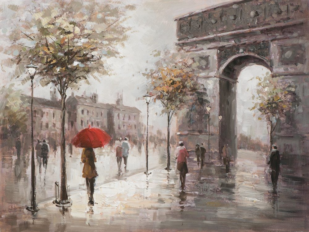 ArtUniverse Gemälde ArtUniverse Leinwandbild Spaziergang in Paris 60 x 80 cm, Städtemotiv