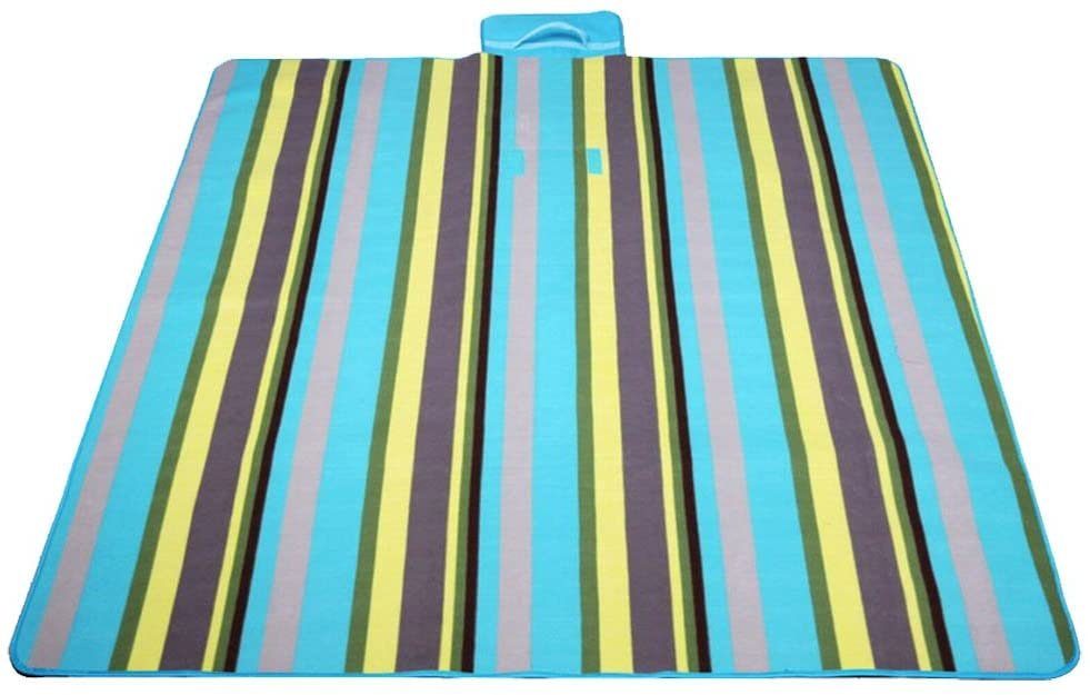 Picknickdecke Picknick Fleecedecke 150 x 135 cm mit wasserfester PEVA Unterseite, BRUBAKER, Große Stranddecke bunt für Wandern, See, Strand