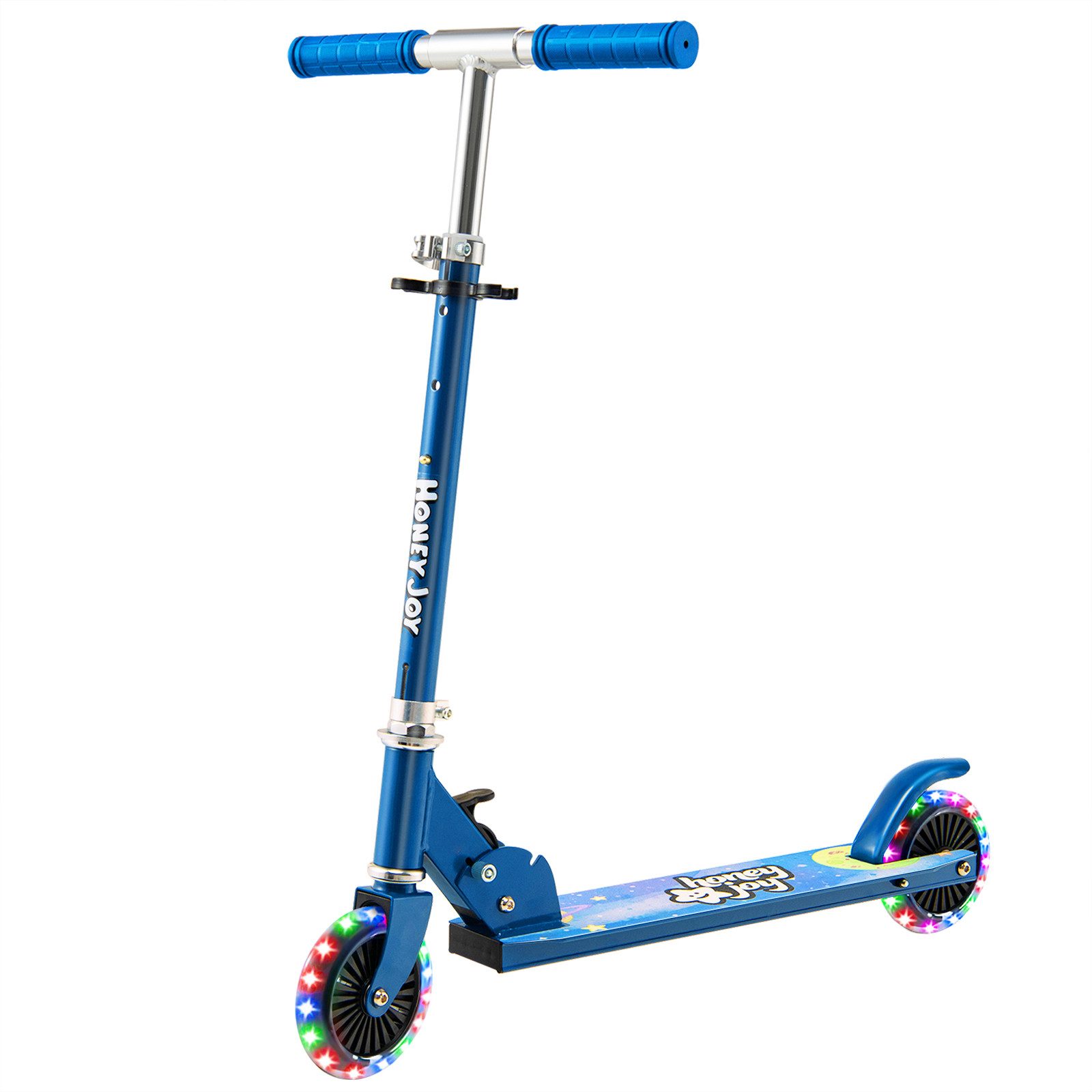 COSTWAY Cityroller Kinder Scooter, höhenverstellbar, klappbar, mit 2 LED Räder