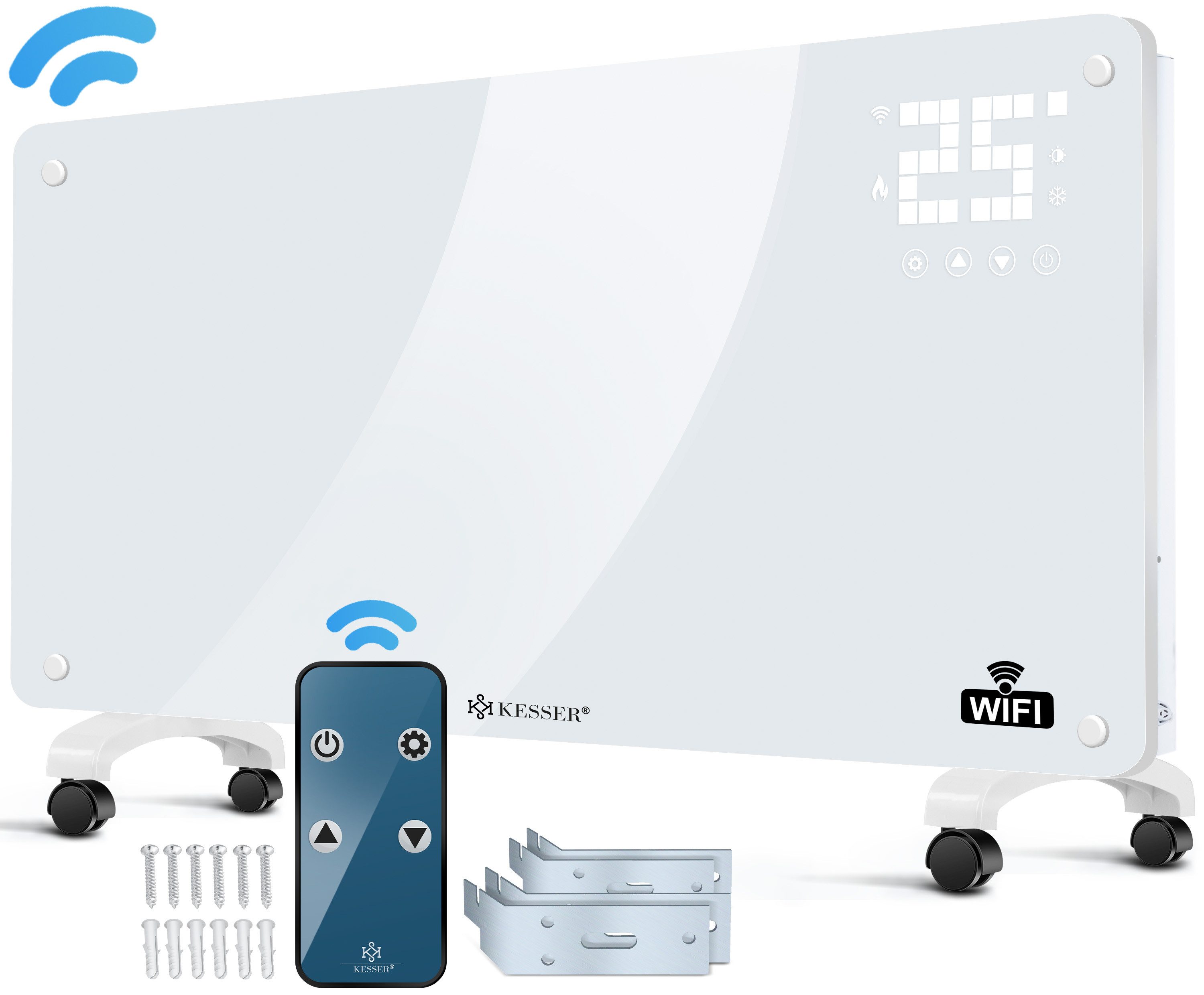 KESSER Heizgerät, 2500 W, Glaskonvektor mit APP, WiFi & Fernbedienung
