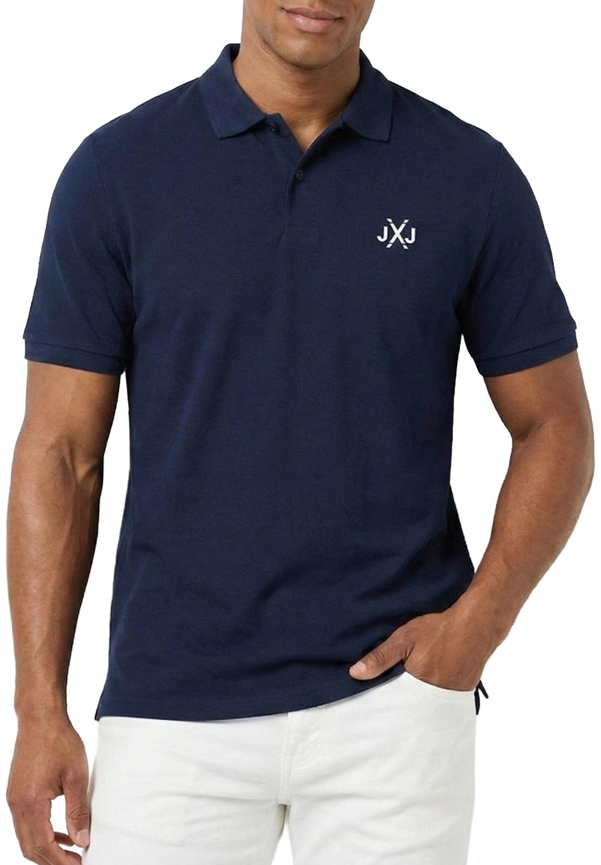 Jack & Jones Poloshirt RISE INFINITY POLO Kurzarm Hemd aus Bauwolle Polohemd mit Print T-Shirt mit Kragen