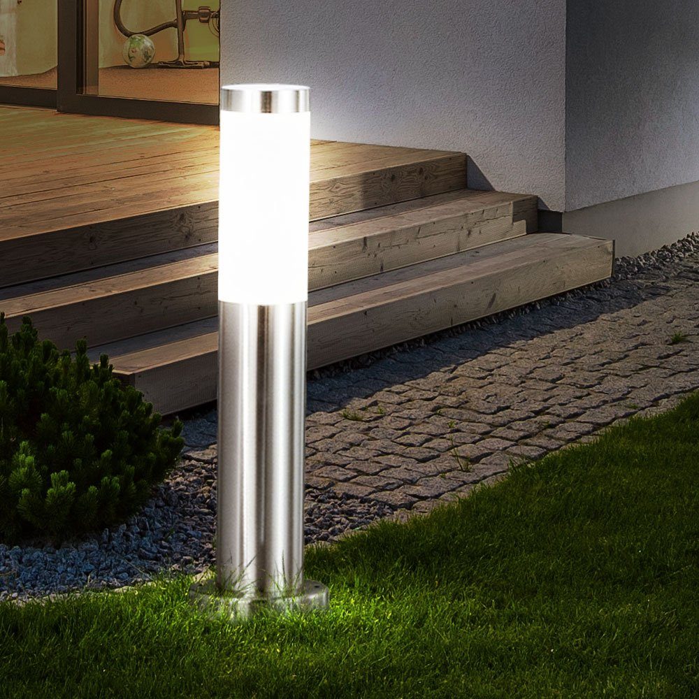 Warmweiß, Stand Garten Leuchtmittel Außen Strahler etc-shop Erdspieß Leuchte Außen-Stehlampe, inklusive, silber LED Steck