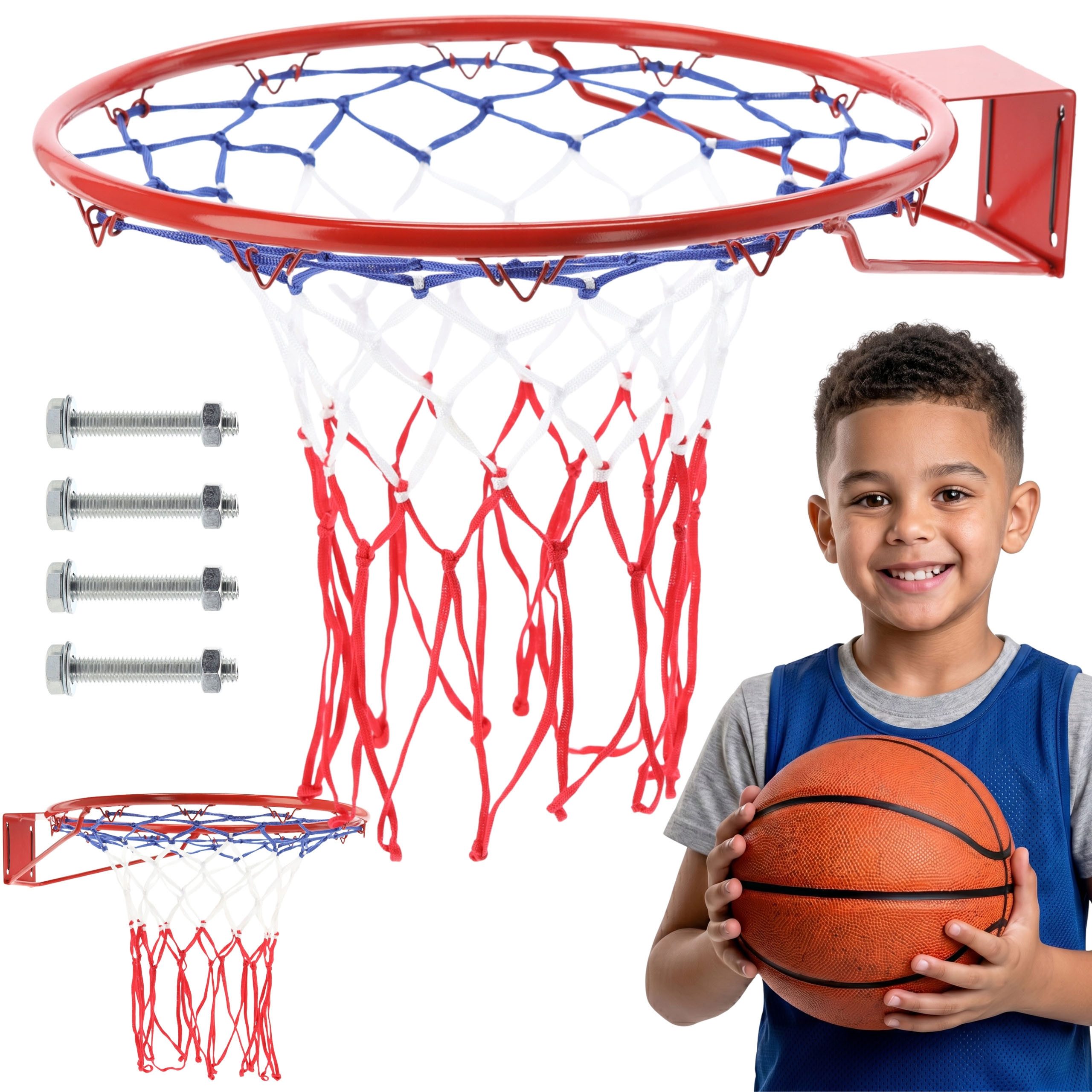 Basketballkorb Robuster Basketballkorb mit Netz, Metallring, Ø 45 cm
