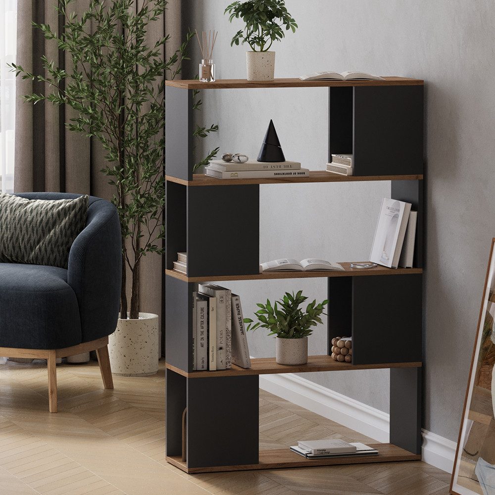 Vicco Raumteiler Eneos, Anthrazit/Goldkraft Eiche, 80 x 124.5 cm, 1-tlg.