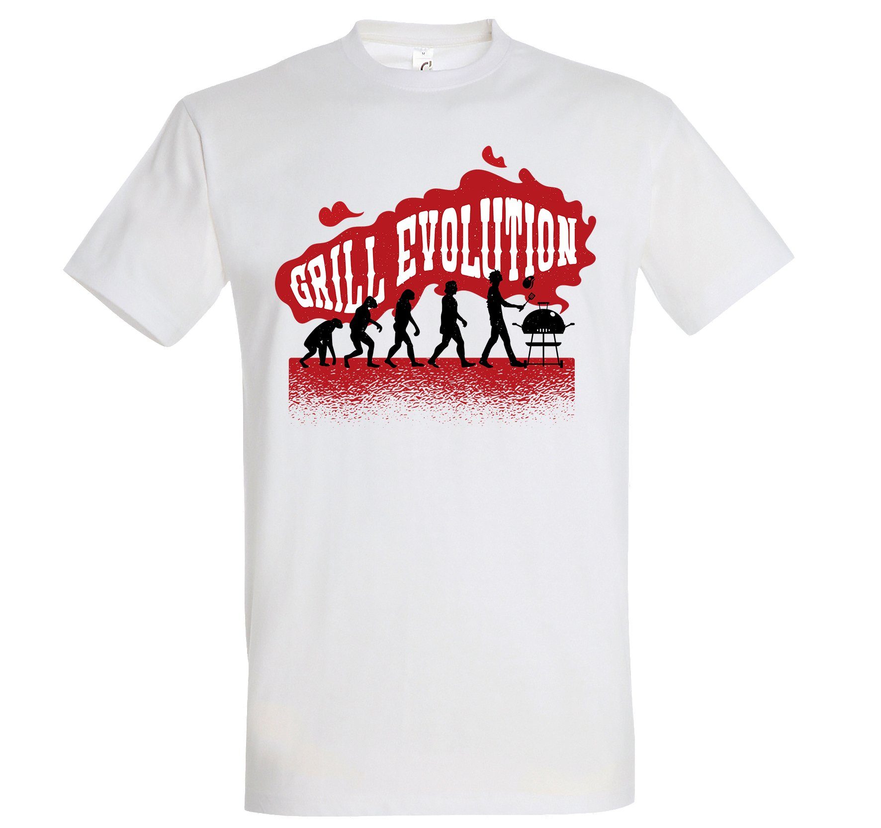 Youth Designz T-Shirt Grillen Evolution Herren Shirt mit lustigem Frontprint Weiß
