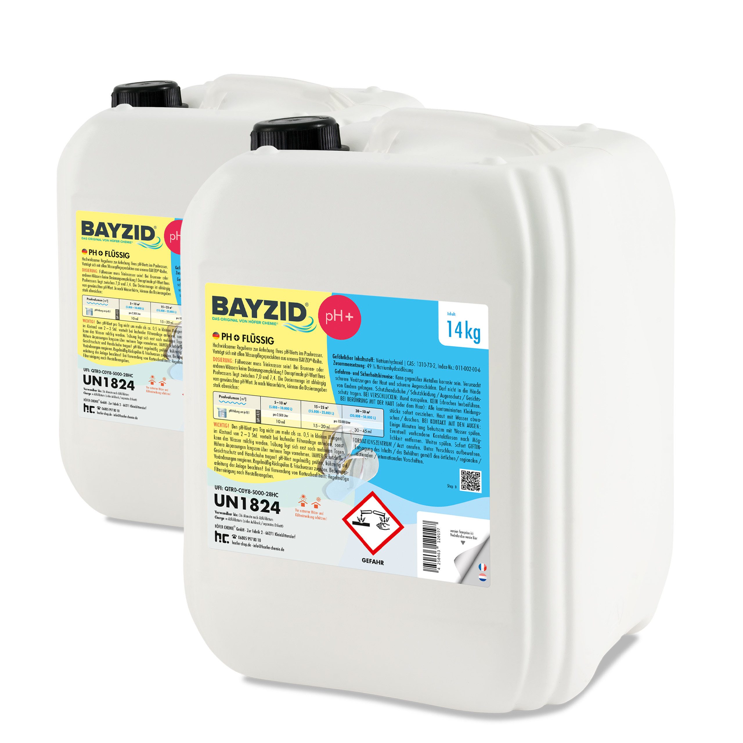 Poolpflege 2x 14 kg BAYZID® pH Plus flüssig