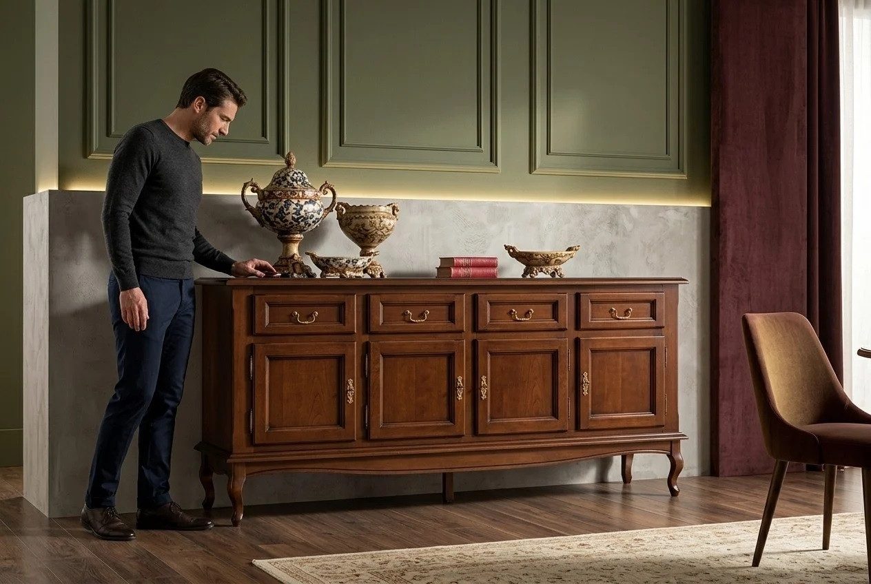 Xlmoebel Sideboard Elegantes braunes XXL Holz Sideboard für modernes Wohnzimmer Sofort (12 St., Sideboard), Hergestellt in Europa