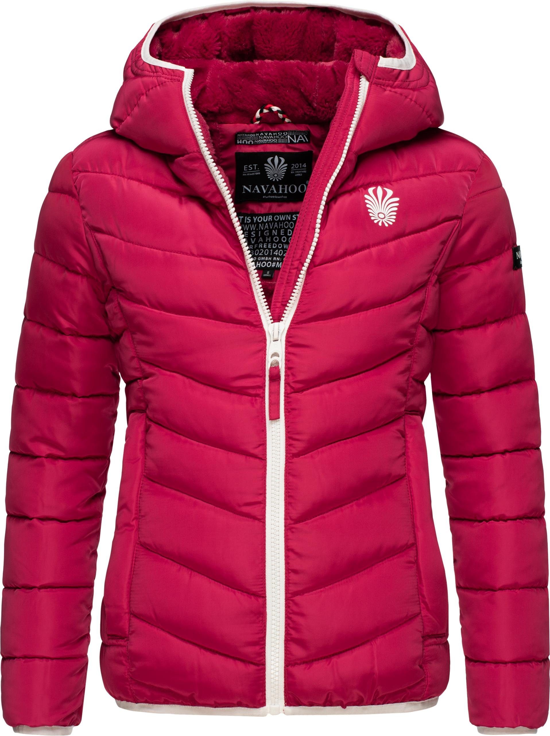 Navahoo Steppjacke Elva stylische Damen Winterjacke mit Kapuze fuchsia