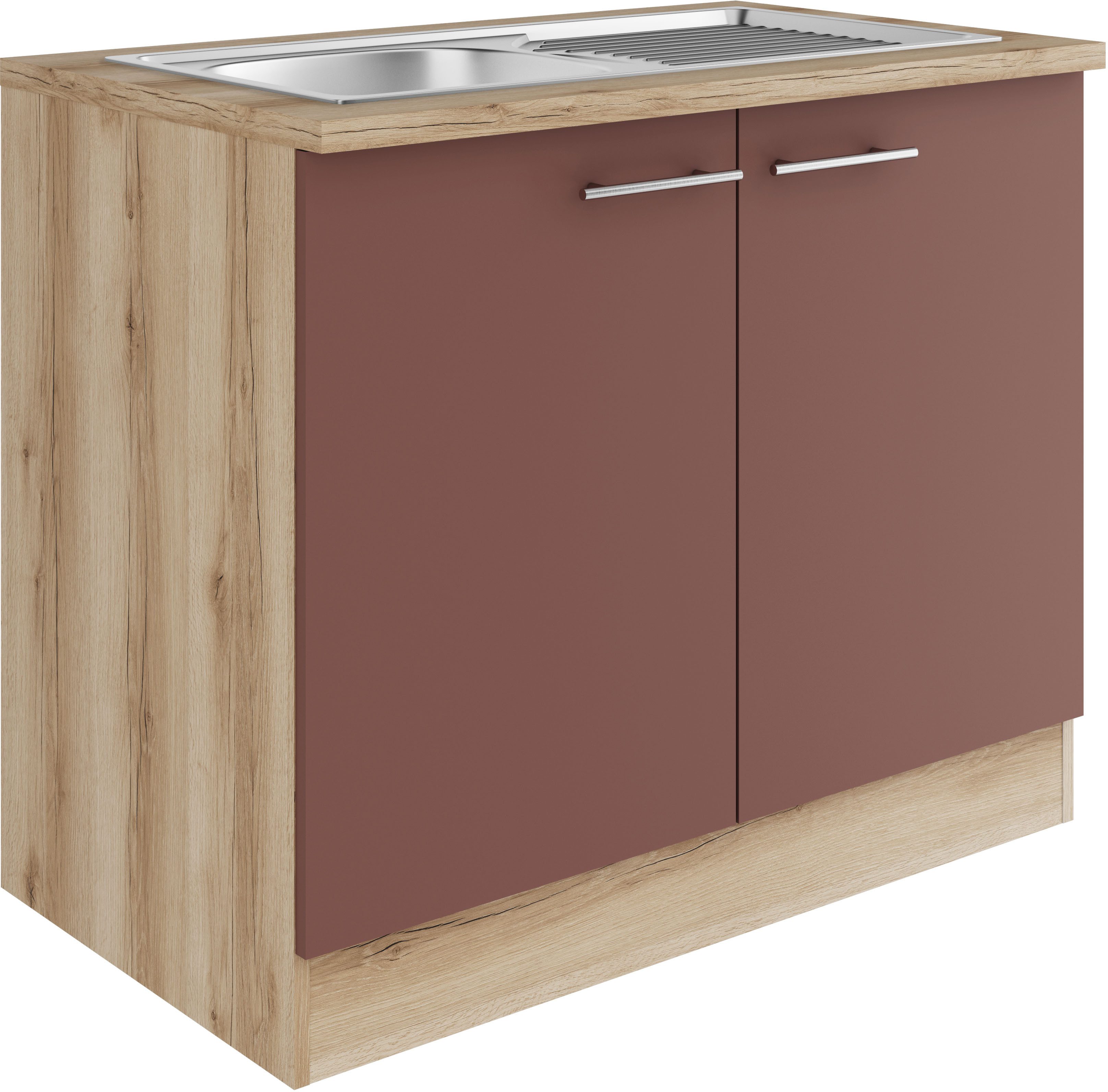 OPTIFIT Spülenschrank Bella Breite 100 cm, mit Edelstahl-Einbauspüle