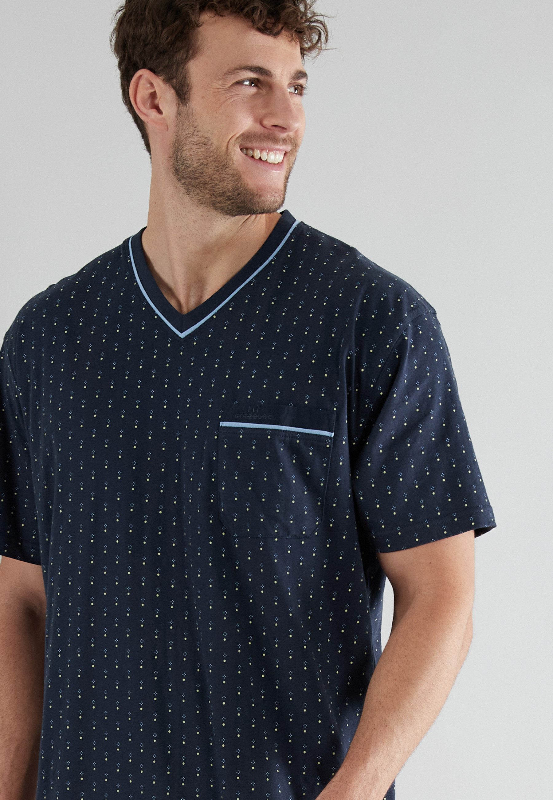 GÖTZBURG Shorty GÖTZBURG Herren Shorty blau bedruckt (1 tlg)