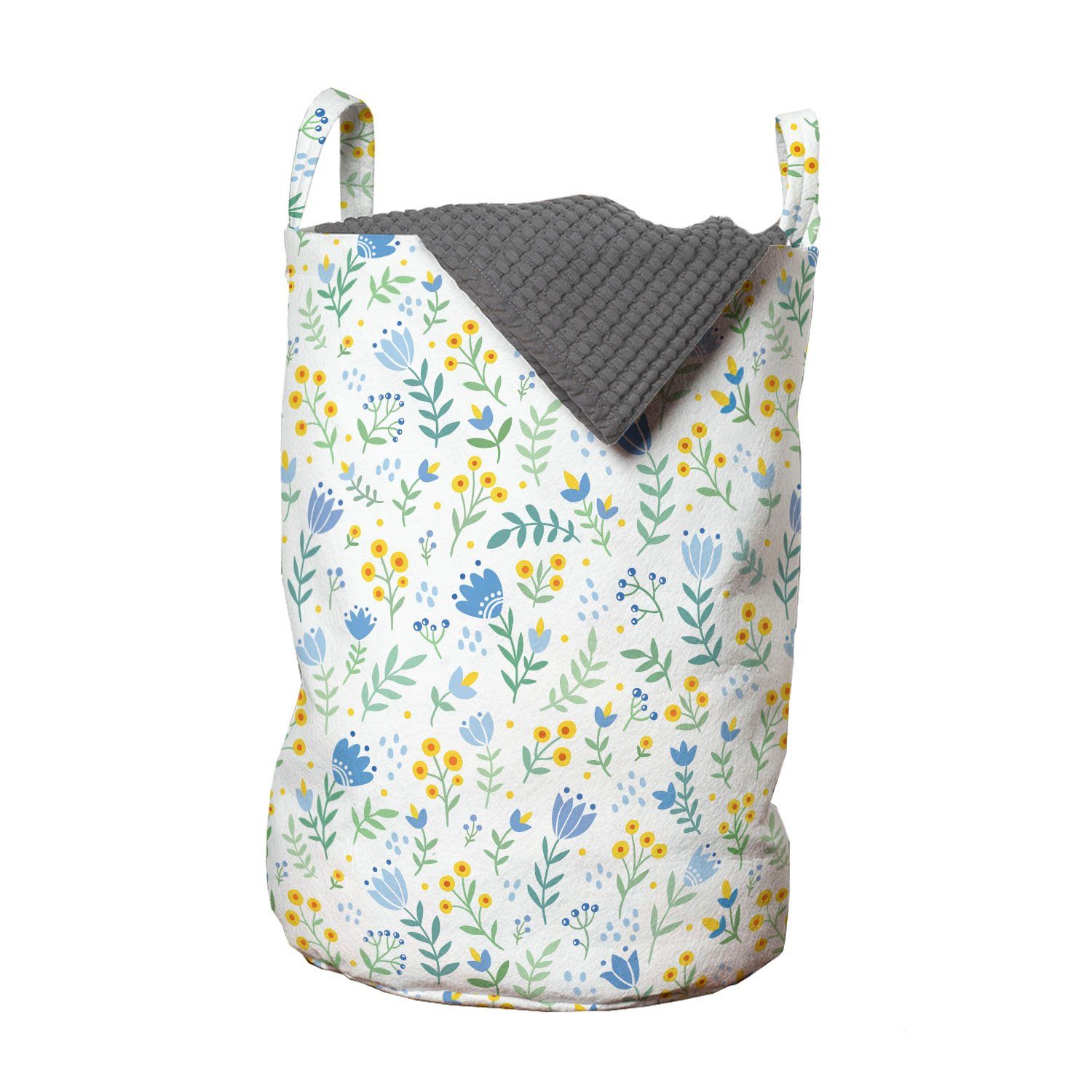 Abakuhaus Wäschesäckchen Wäschekorb mit Griffen Kordelzugverschluss für Waschsalons, Tulpe Frische Frühlingswiese Muster