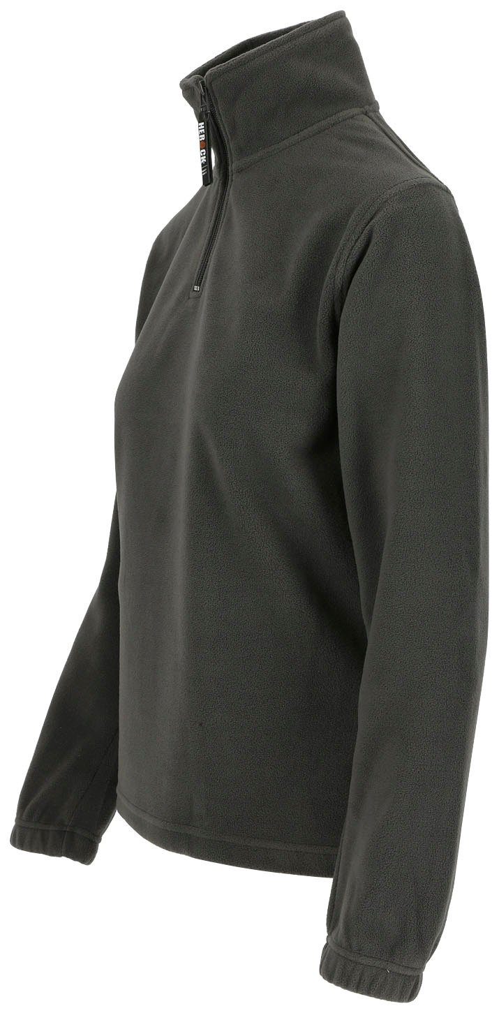 kurzem und Fleece-Sweater Bündchen Stehkragenpullover Aurora-Demen grau mit Damenfleecepullover Reißverschluss elastichem Herock