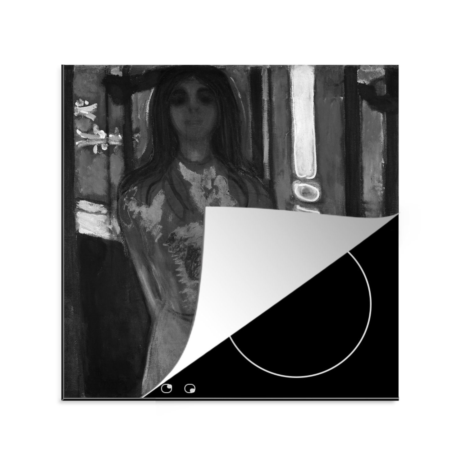 MuchoWow Herdblende-/Abdeckplatte Sommernacht - Edvard Munch, Vinyl, (1 tlg), 78x78 cm, Ceranfeldabdeckung, Arbeitsplatte für küche