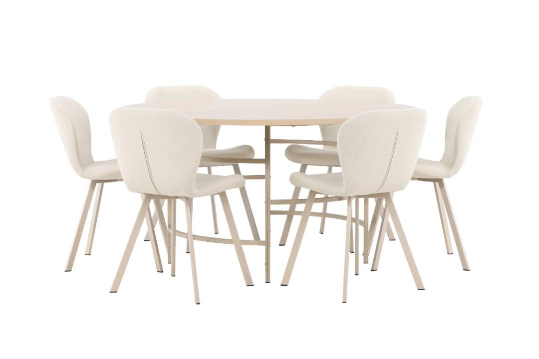 ebuy24 Essgruppe Copenhagen Essgruppe Tisch Ø140cm und 6 Stühle whi