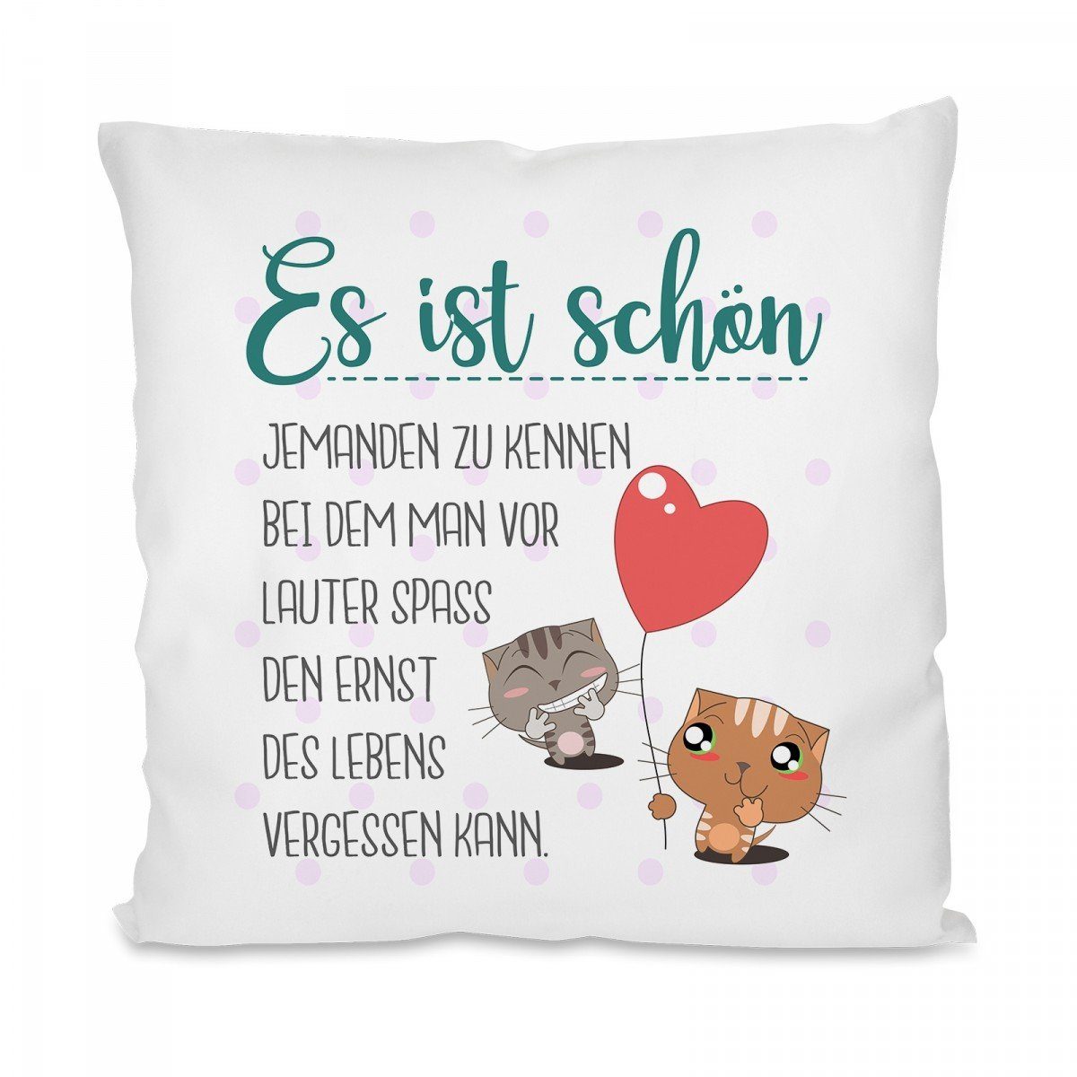 Herzbotschaft Dekokissen Kissen mit einseitigem Motiv Es ist schön jemanden zu kennen, Kissenhülle mit Füllung