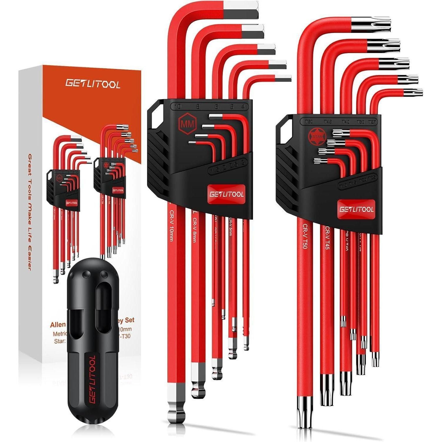 LuxusKollektion Innensechskantschlüssel Innensechskant Satz Lang 18tlg Kugelkopf 18PCS-Hex&Torx(Lang)