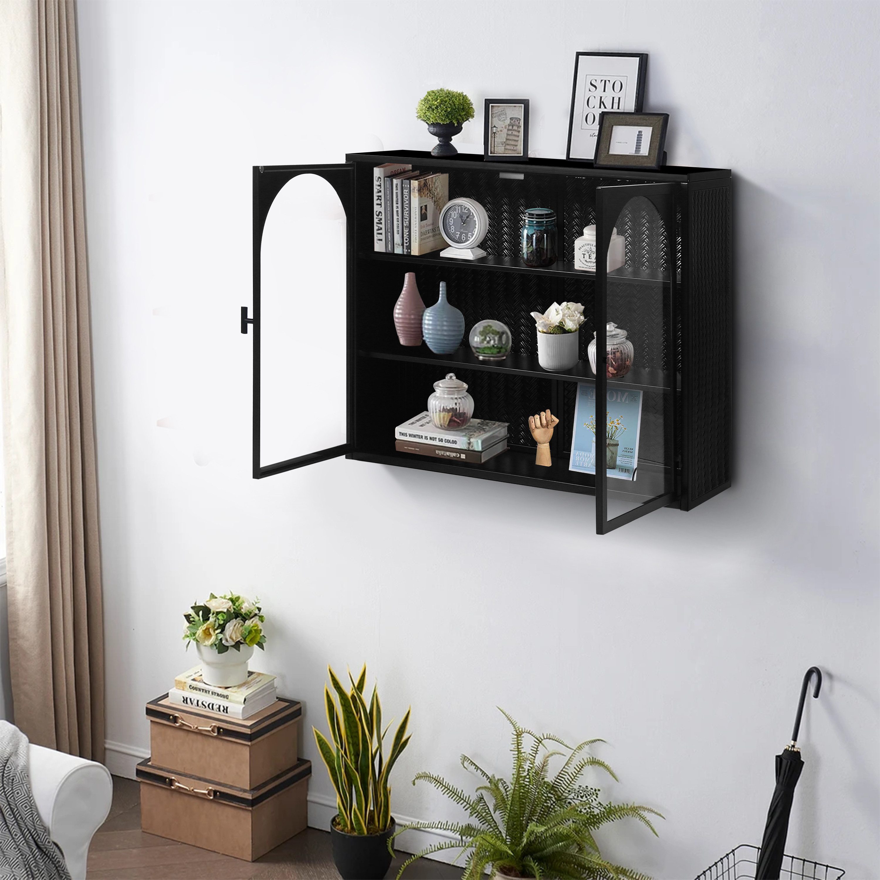 TavilaEcon Wandhängeschrank Modernes Wandregal mit Glastüren günstig online kaufen