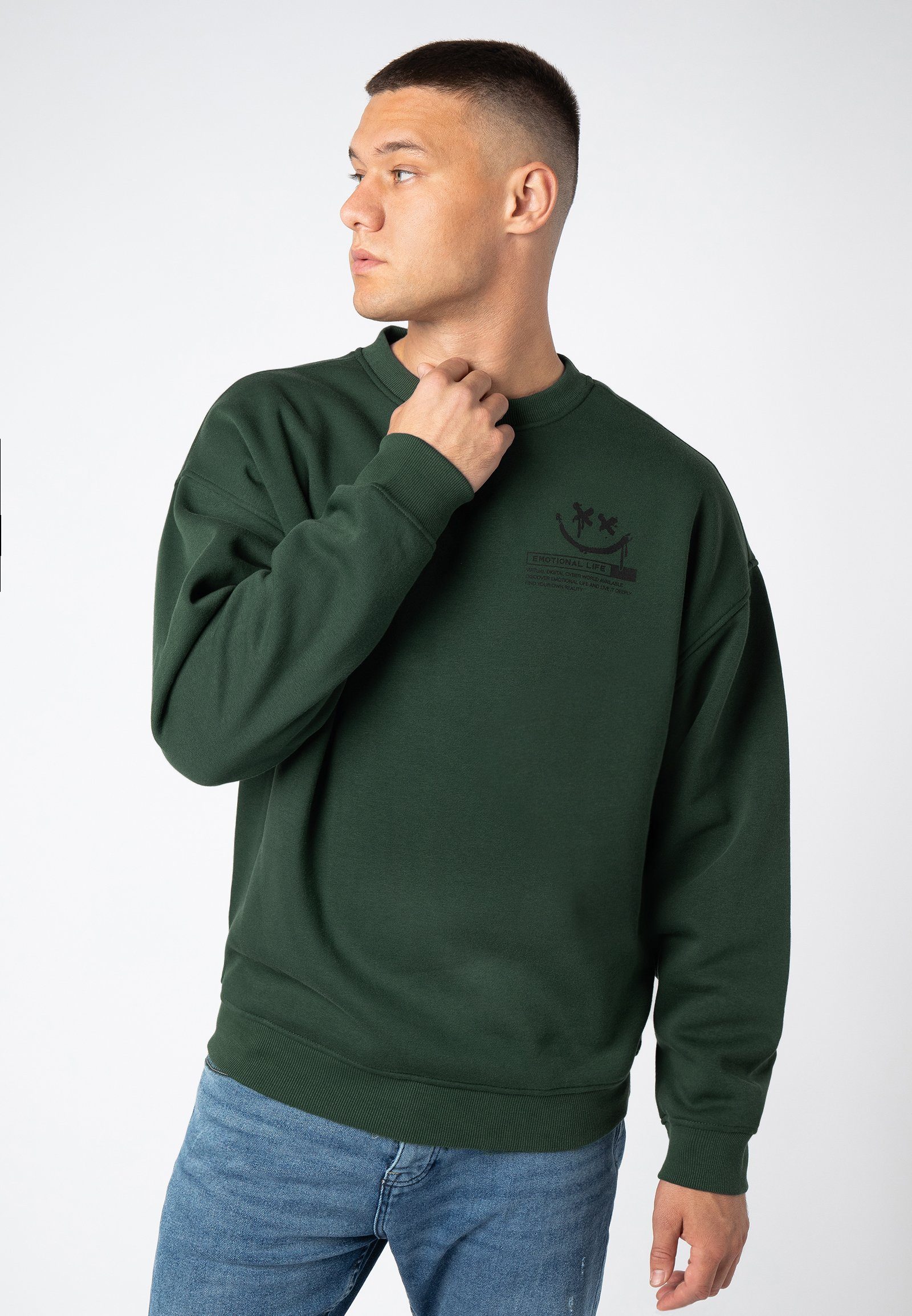 SUBLEVEL Sweatshirt Sweatshirt mit Rückenaufdruck dark-green
