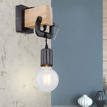 etc-shop Wandleuchte, Leuchtmittel nicht inklusive, Wandleuchte hängend Wandlampe aus Holz mit