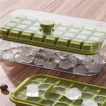 XDeer Eiswürfelform Eiswürfelschale mit Deckel und Behälter, 64 Stück Eiswürfel, löst alle Eiswürfel in einer Sekunde, perfekt für Whisky