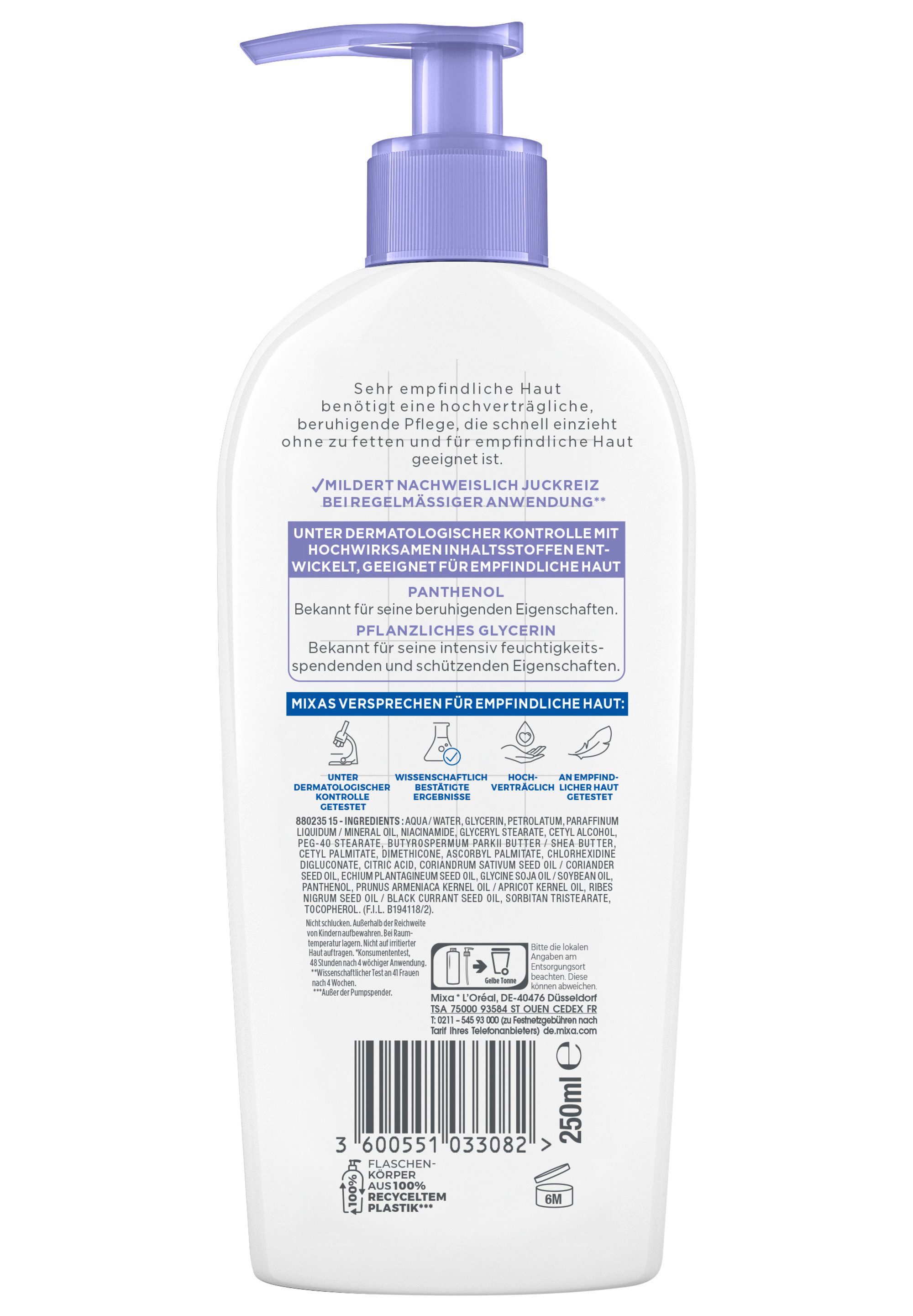 Mixa Körperbalsam MIXA PANTHENOL COMFORT BODY BALSAM, wirkt Spannungsgefühlen entgegen, beruhigende Wirkung