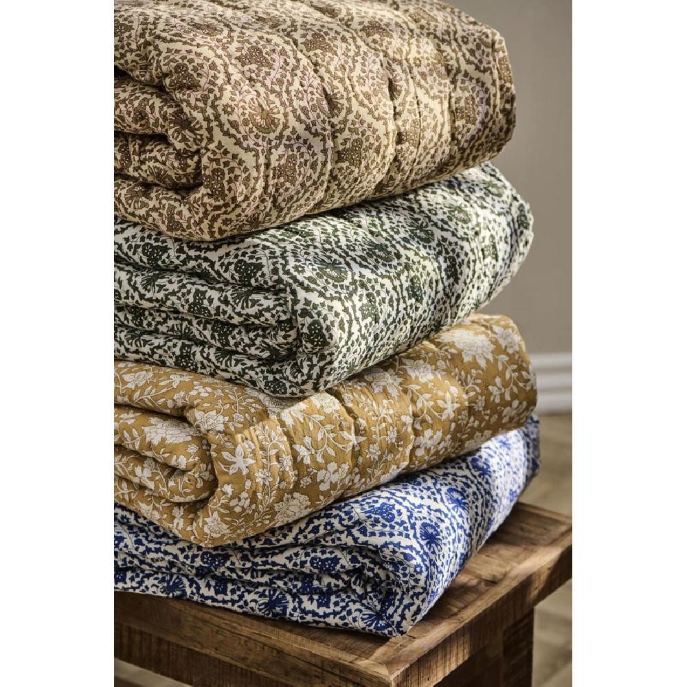 Wohndecke Ib Laursen Quilt Decke Tagesdecke Clara Muster Blau Weiß (130x170cm), Ib Laursen