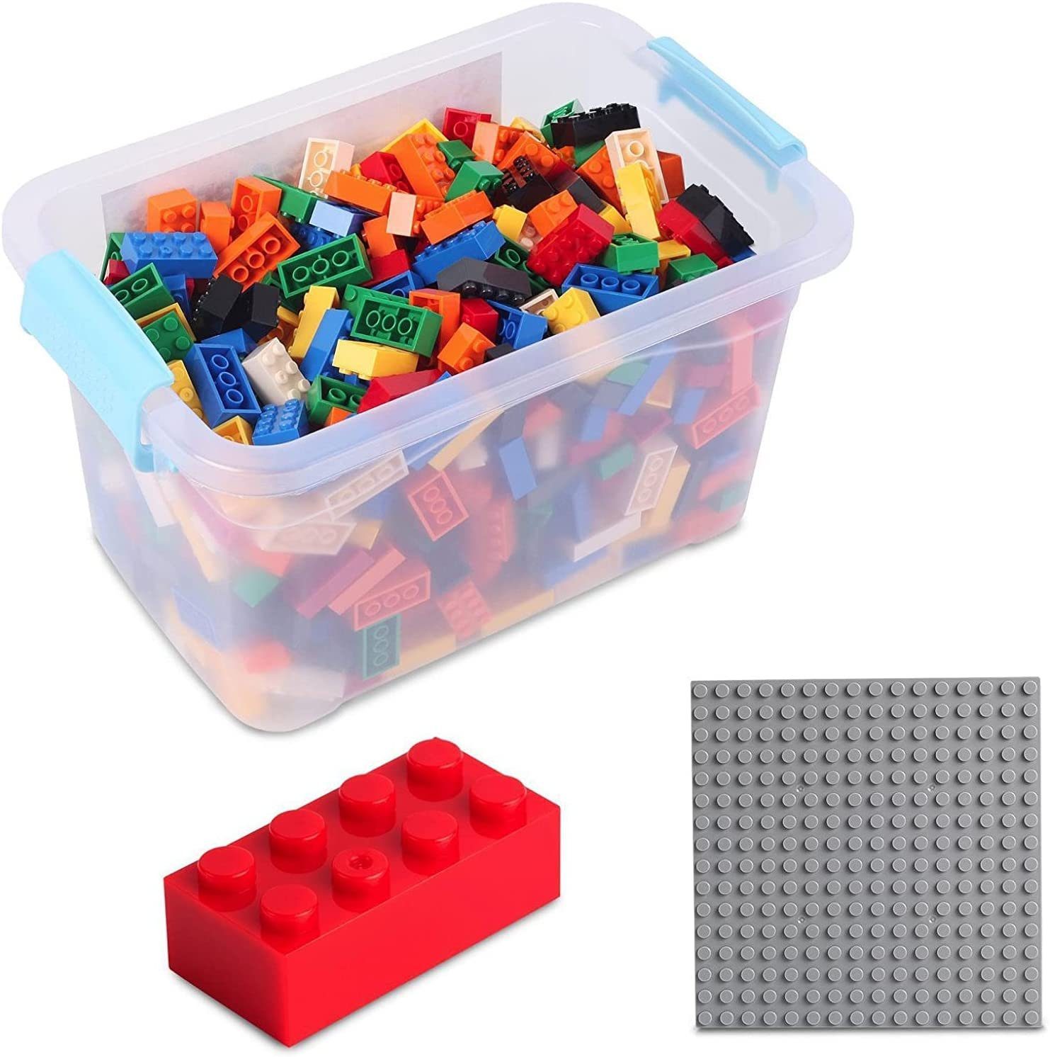Bausteine Box-Set mit 520 Steinen + Platte + Box Konstruktionsspielsteine