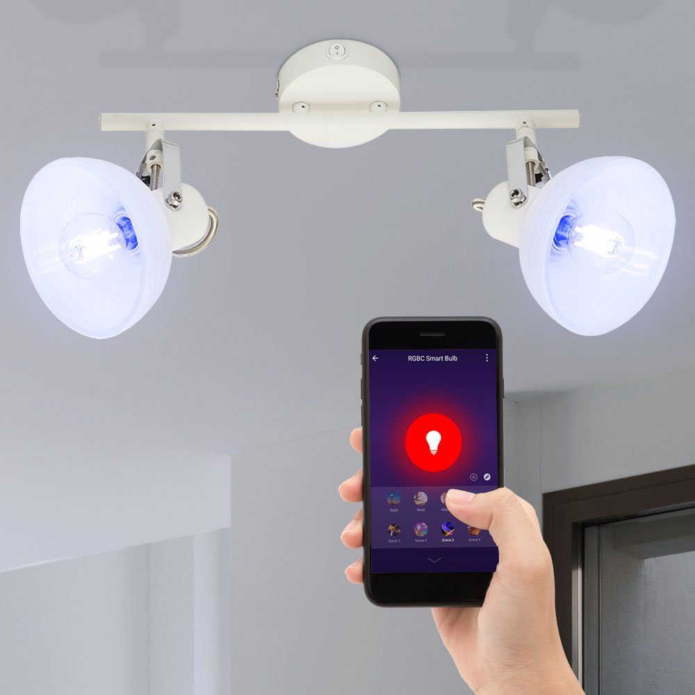etc-shop Smarte LED-Leuchte, Smart Wand Decken Lampe dimmbar Leuchte Glas Chrom Spot Leiste-