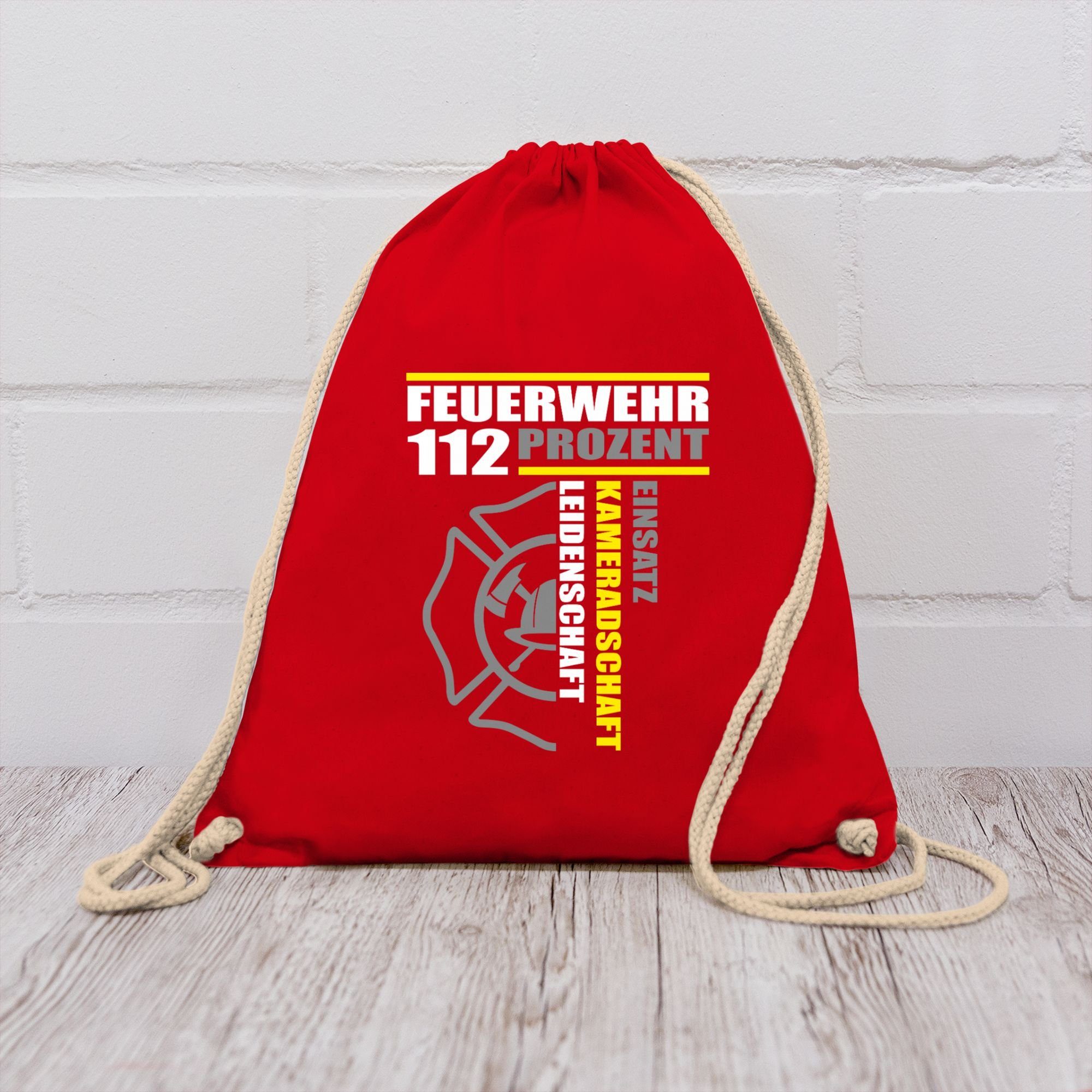 Shirtracer Turnbeutel Feuerwehr 112 Prozent Einsatz Kameradschaft Leidenschaft I Freiwillige, Feuerwehr