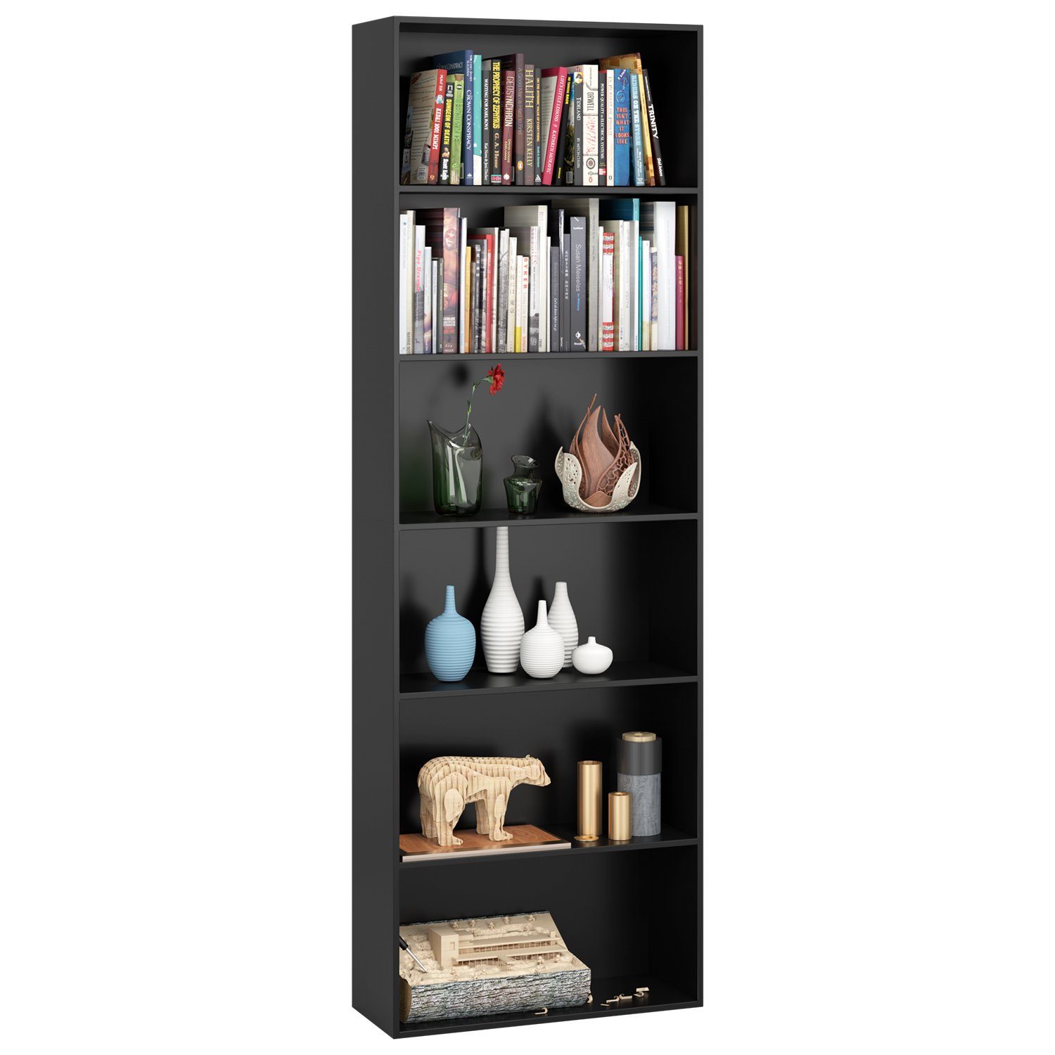 Homfa Bücherregal, 180cm Standregal Büroregal Raumteiler mit 6 Fächern Schw günstig online kaufen
